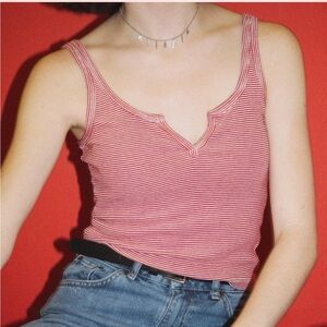Brandy Melville Red and White Stripe Trisha Crop Tank Top